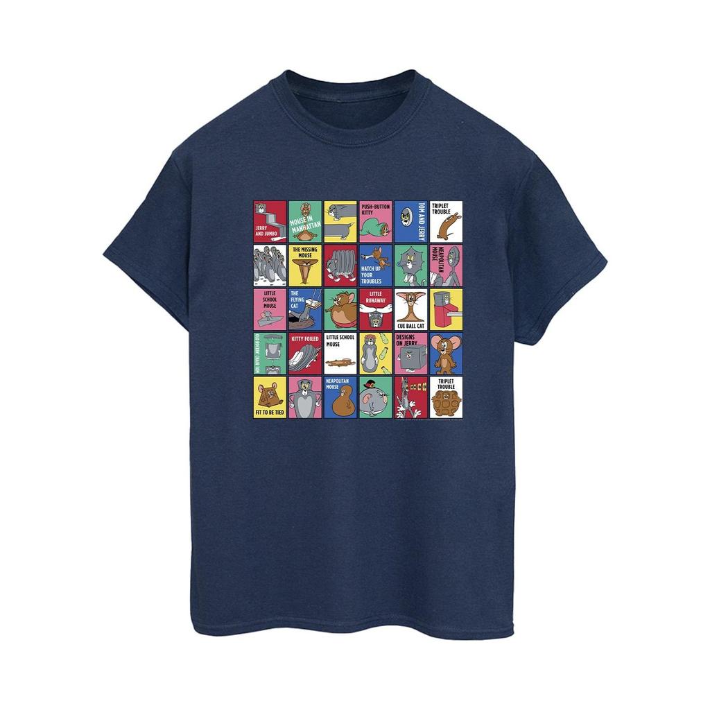 Tom And Jerry Womens/Ladies Grid Squares Cotton Boyfriend T-Shirt