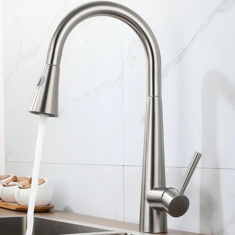 Brushed Nickel Kitchen Faucets 304 Stainless Steel Pull Out Spout Kitchen Sink Mixer Tap 360 Swivel Deck Mounted Kitchen Faucet