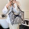 Summer fashion women's textured bucket bag women's 2025 new contrasting color splicing simple messenger bag