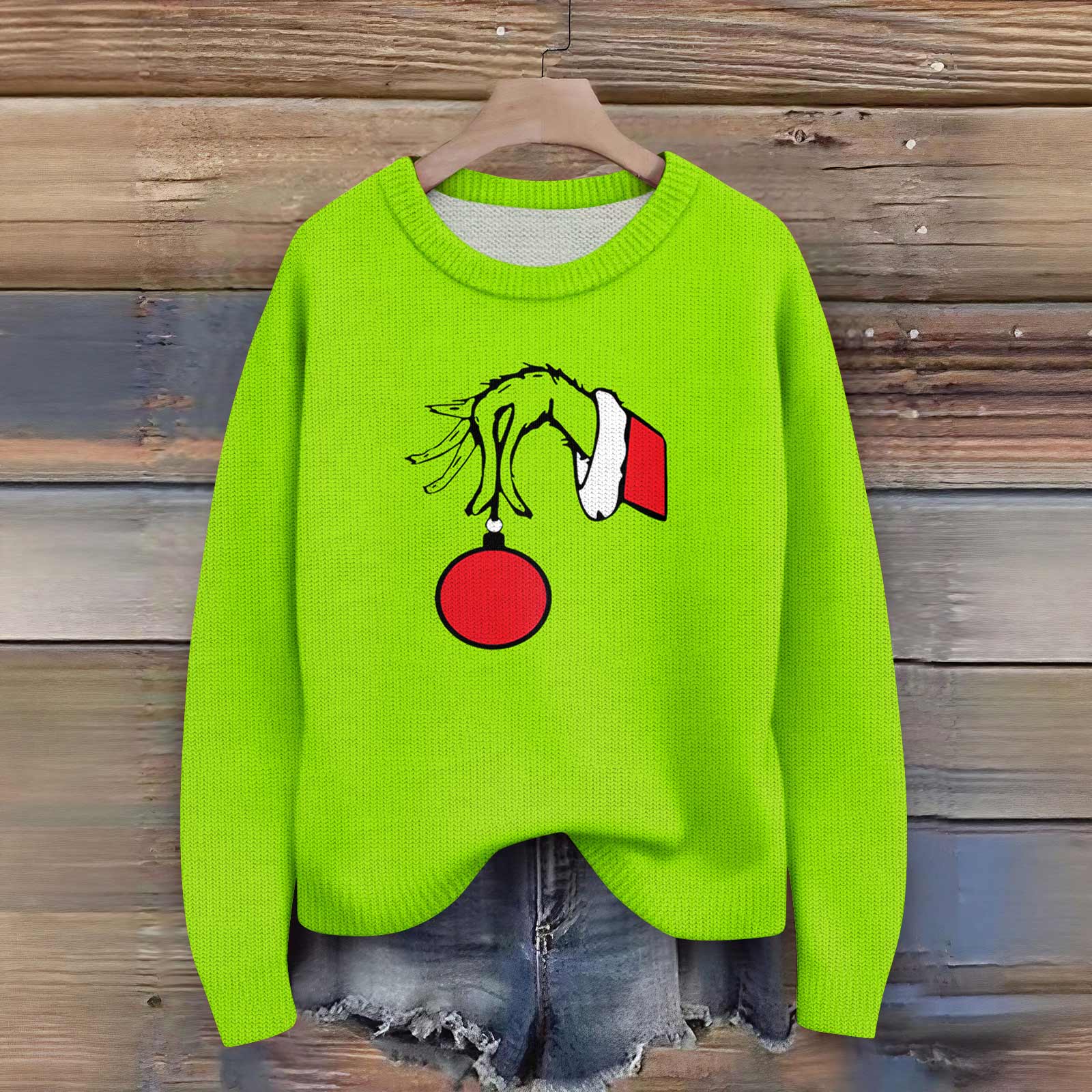 

Пуловеры с длинным рукавом для женщин, с круглым вырезом, повседневные, милые, с принтом, вязаные, оверсайз S красный