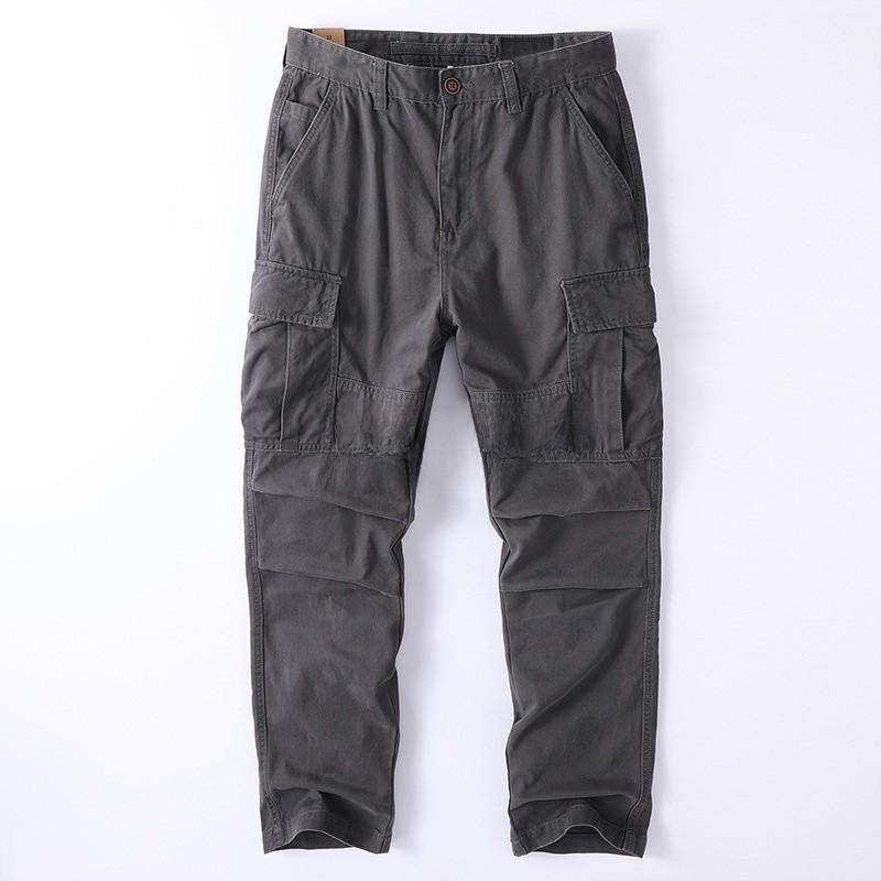 Pantaloni da Lavoro Vintage da Uomo Pantaloni Cargo in Cotone con Tasche Multiple per Uso Casual