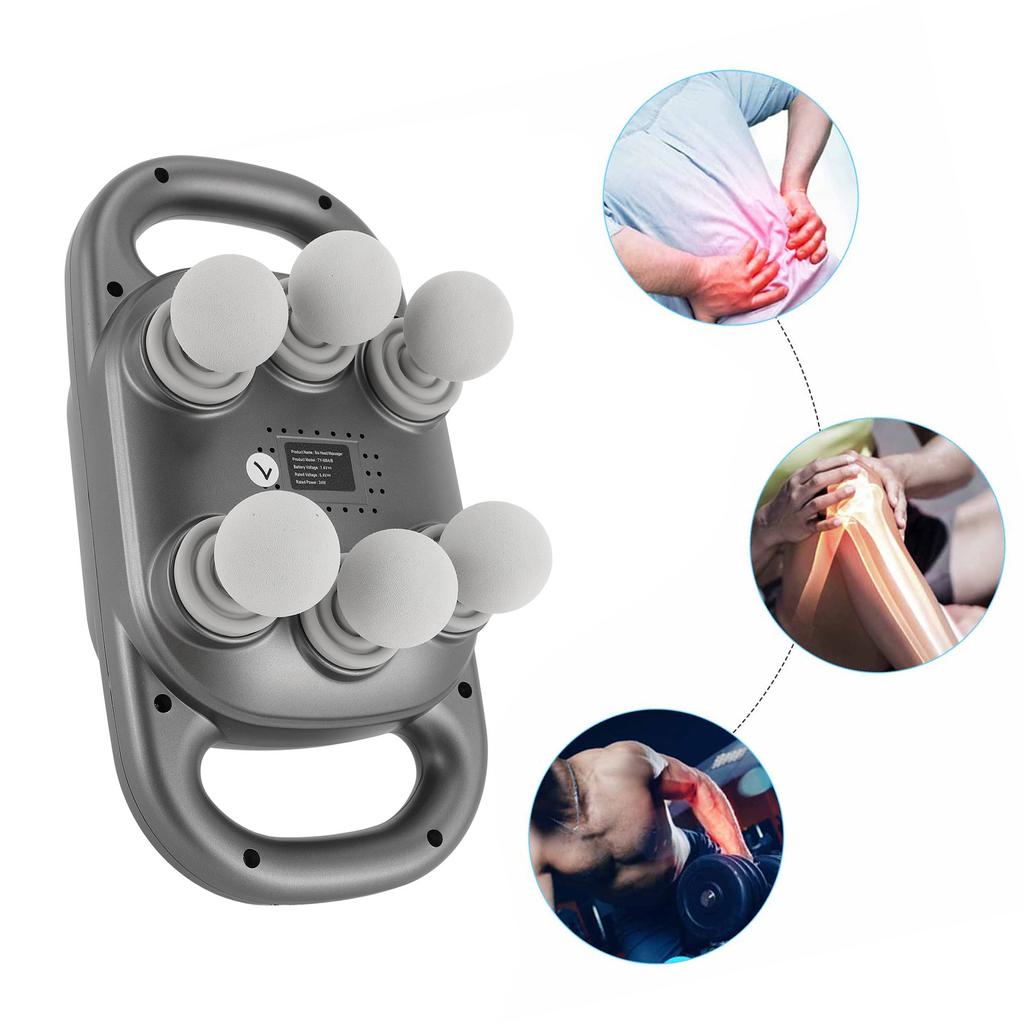 6 Heads Muscle Massager Rechargeable 10 Modes Smart Digital Display High Frequency Vibration Muscle Relaxation Massager for Back Neck Leg Shoulder