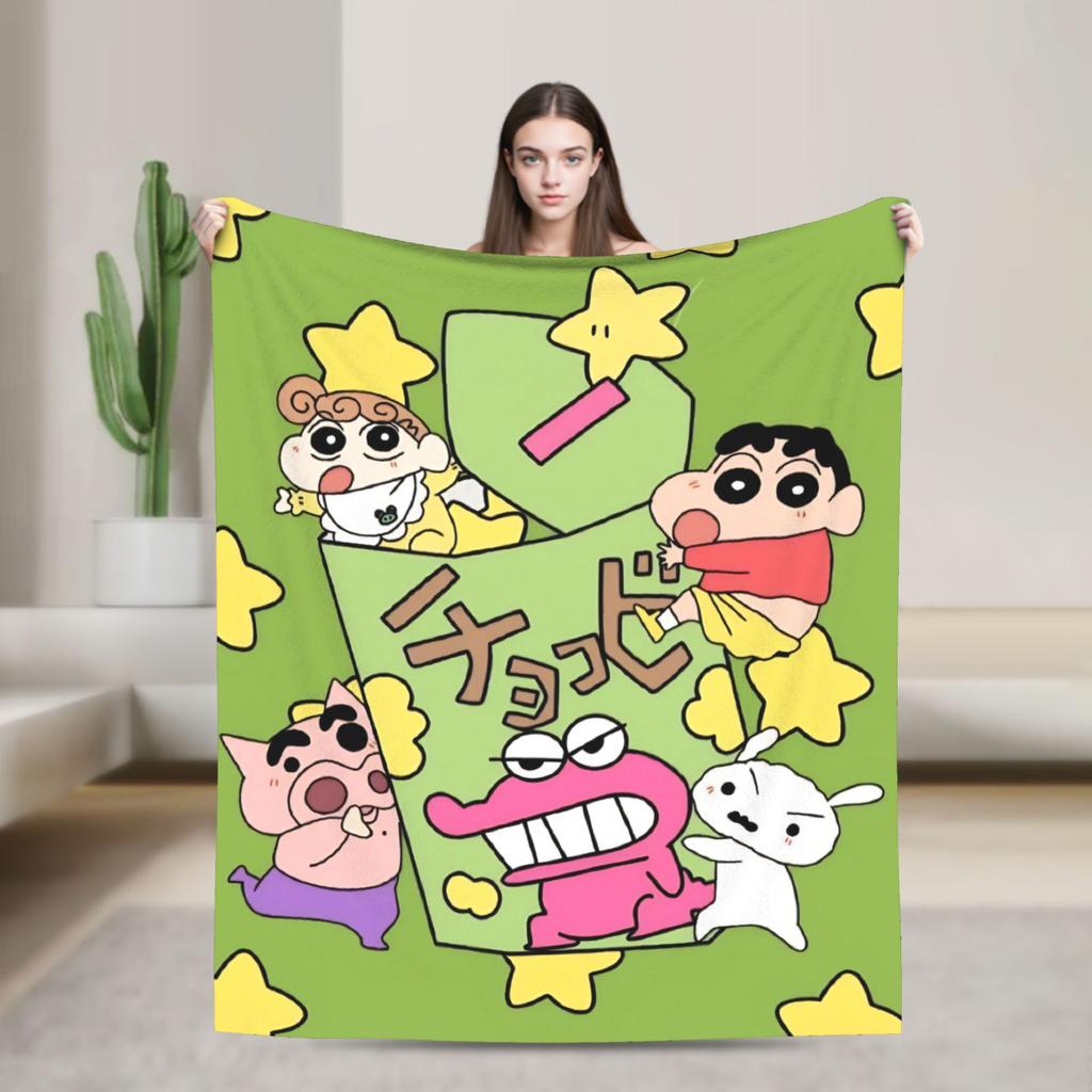Shinchans Sleep Cartoon Blanket Cover Coral Fleece Plush Super Soft Throw Blankets For Outdoor Travel Bedroom Quilt