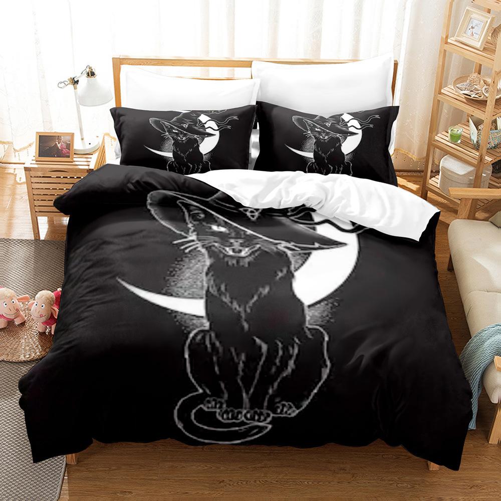 Lovely Cat Queen King Size Bedding Set Microfiber Polyester 3D Print Duvet Cover Set Girls Adults Comforter Cover Cute Animals