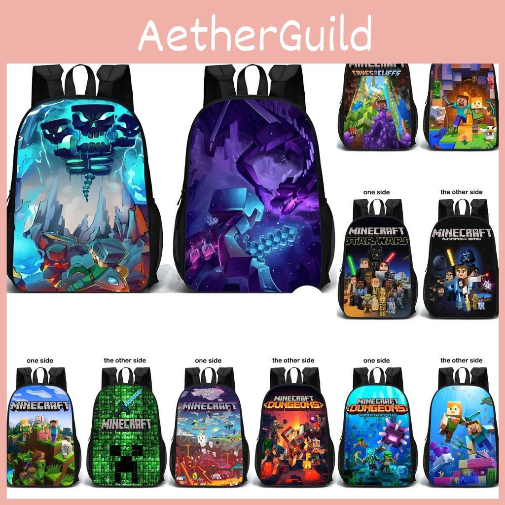 Pattern Double Minecraft Sided Schoolbag Backpack Breathable Bag Gift Fashion