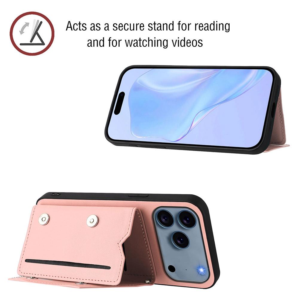 Card Holder Back Case For iPhone Air 17 16E 16 15 14 Plus 13 Mini 12 11 Pro Max Magnetic Button-Flip Leather Wallet Phone Cover