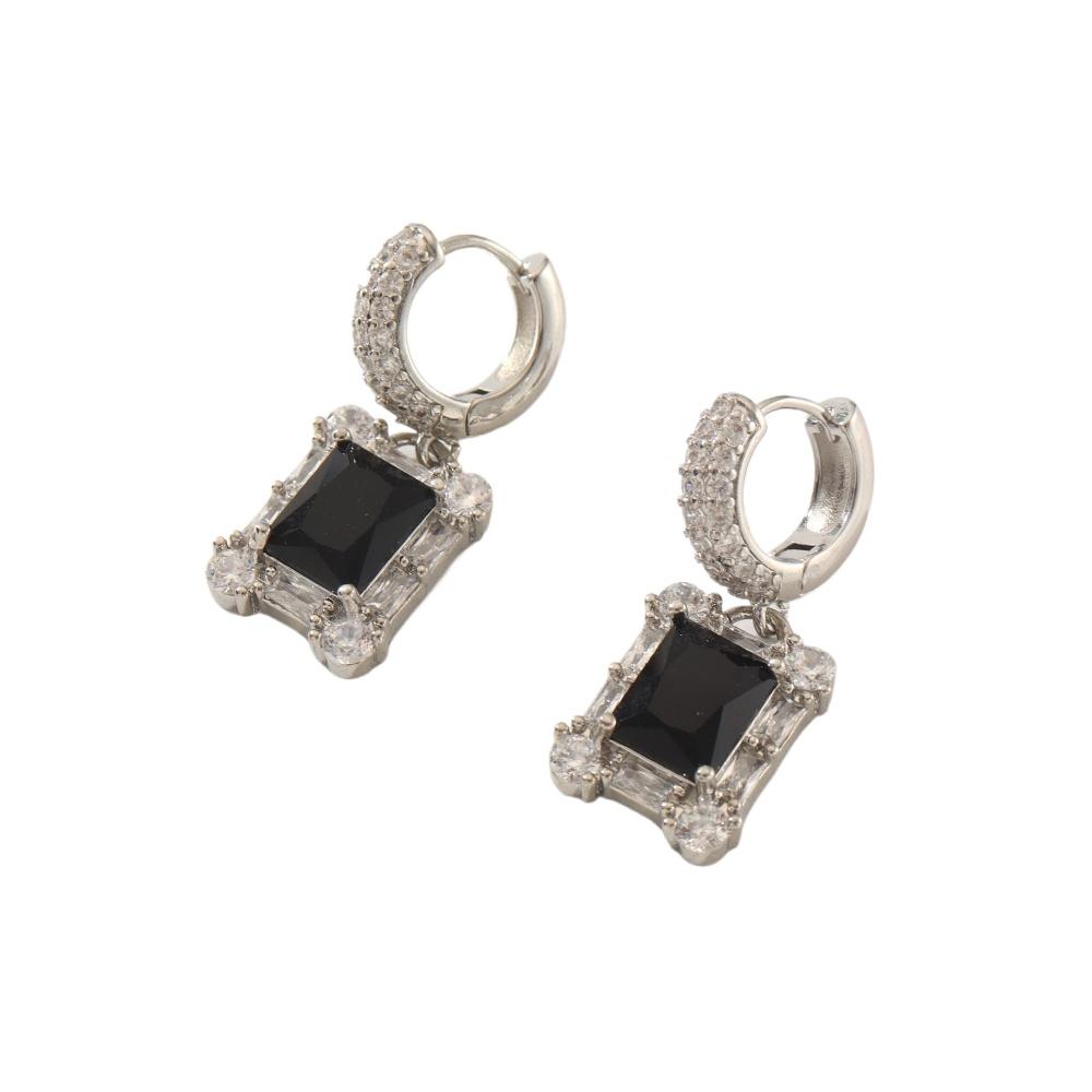 1 Pair Fashion Square Dangle Earrings for Women Cubic Zirconia Jewelry Daily Wedding Party Accessories