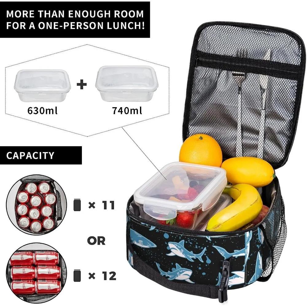 Borsa Termica Porta Pranzo Shark per Adolescenti Bambini Borse Tote Frigo Antiperdita Riutilizzabile Porta Pranzo Isolato per Ufficio Scuola Picnic Viaggio