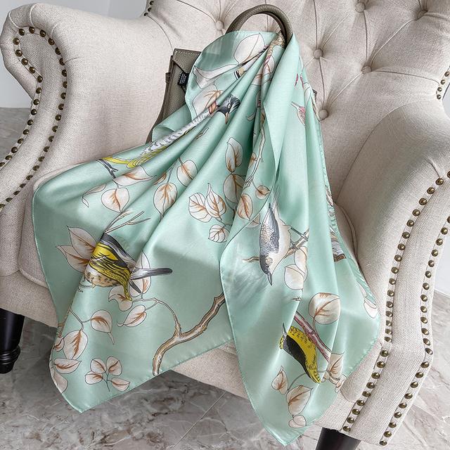 90cm *90cm Design Scarf Lady Shawl Printed Silk Felt Headscarf Scarf Lady Headscarf Square Scarf Lady Wrap Scarf 2021