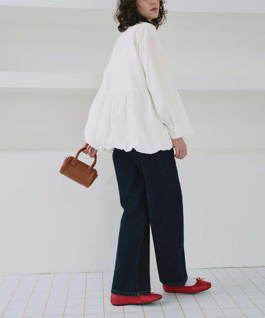 Titibait Collared Hem Balloon Shirt AFXN2098 Large Women's Off-White