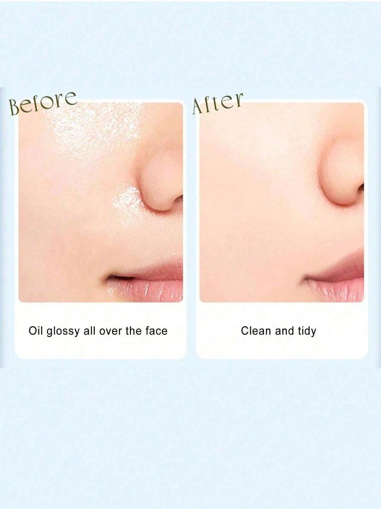 100 Sheets Bamboo Charcoal Oil Control Film With Powder Puff, Mirror, Portable Oil Absorbing Facial Blotting Paper For Men