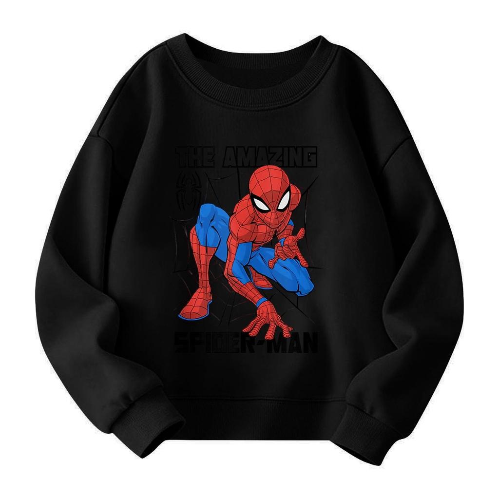 Boys and girls round neck plus velvet pullover printed top sweatshirt