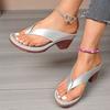 Fashion Women Sandals High Quality Summer Sandals Woman Solid Color Mid Heel High Heels Shoes Women Open Toe Flip Flops Sandals Female