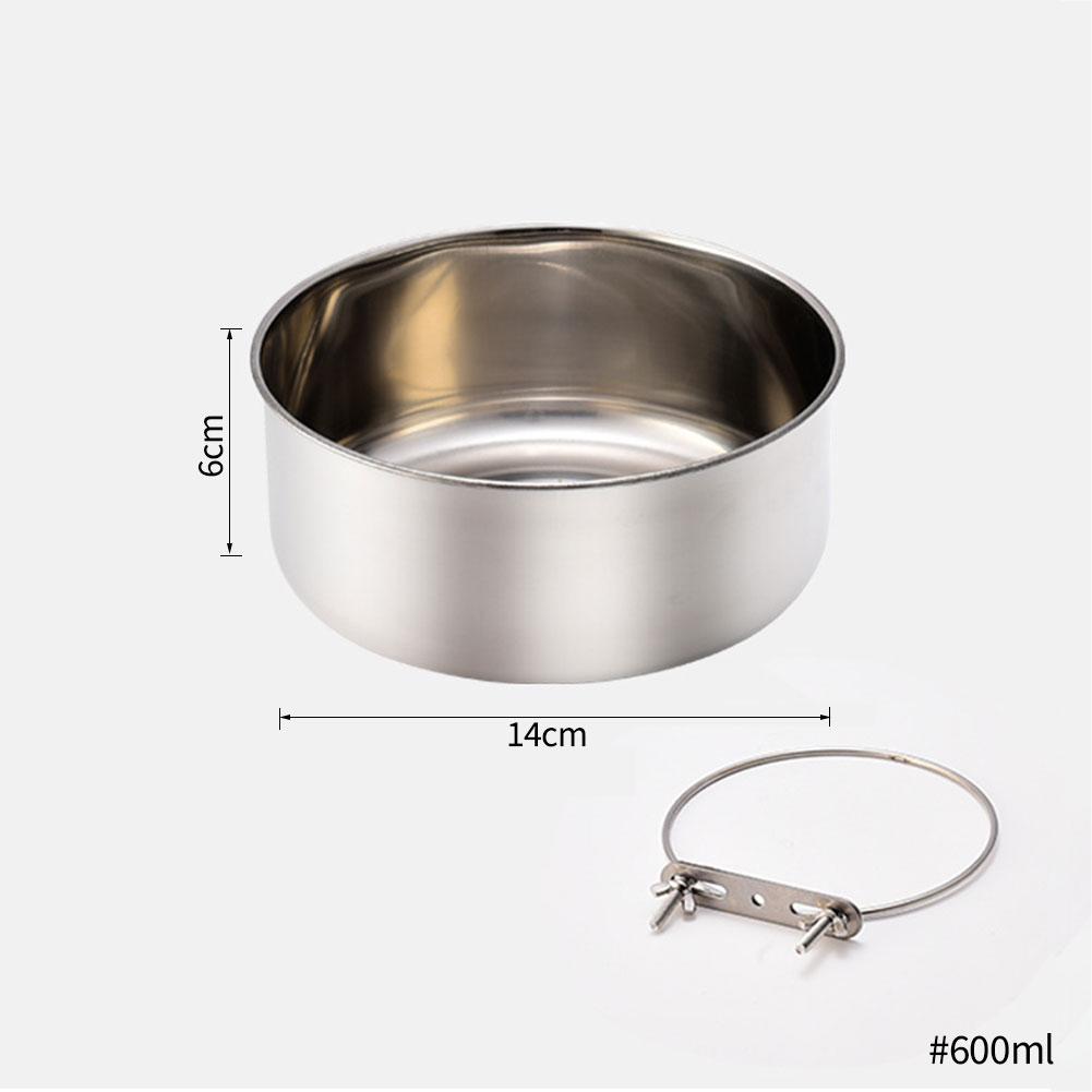 Stainless Steel Pet Food Bowl 10-20CM Ordinary Cage Hanging Dog Basin Feeder Large Capacity Fixed Metal Feeding Bowl