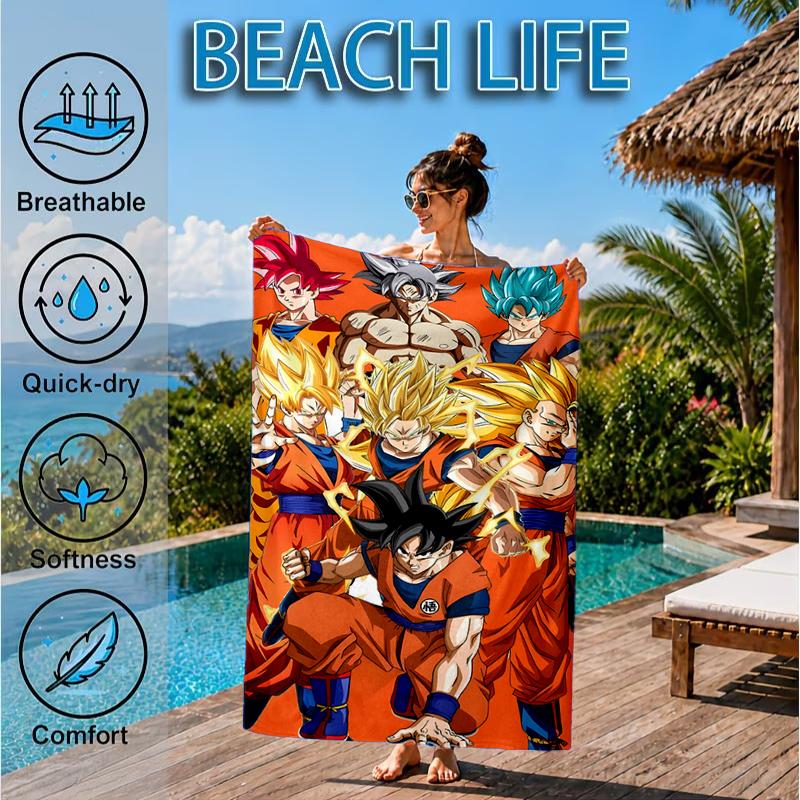 Asciugamano da Spiaggia con Disegno di Anime di Draghi, Asciugamano da Spiaggia in Microfibra, Perfetto per Piscina, Spiaggia, Viaggi, Decorazioni per la Casa, Regali per Fan di Feste in Spiaggia