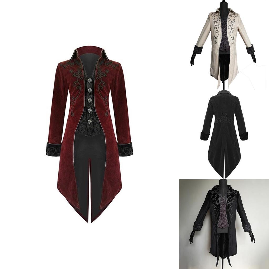Vintage Men Tailcoat Jacket In Elegant Black For Gothic Steampunk Costume Parties