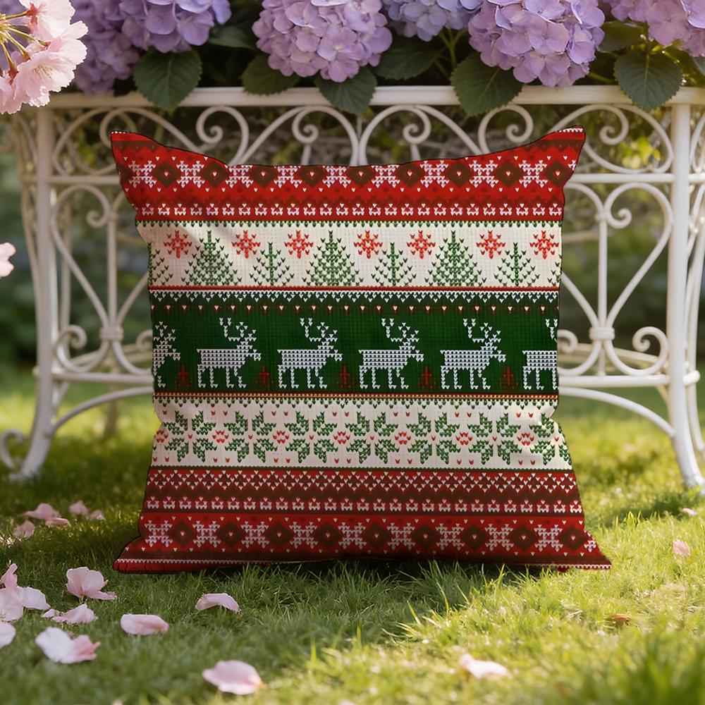 Christmas P-Plaid Cushion Cover Home & Car Dual-Scene Pillow Cover: Reversible for Premium Comfort