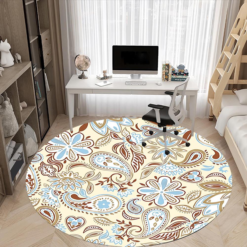 1pc Paisley Floral Pattern Chair Carpet for Office, Non-slip, Soft and Durable Office Rug, Perfect for Office yy260131001