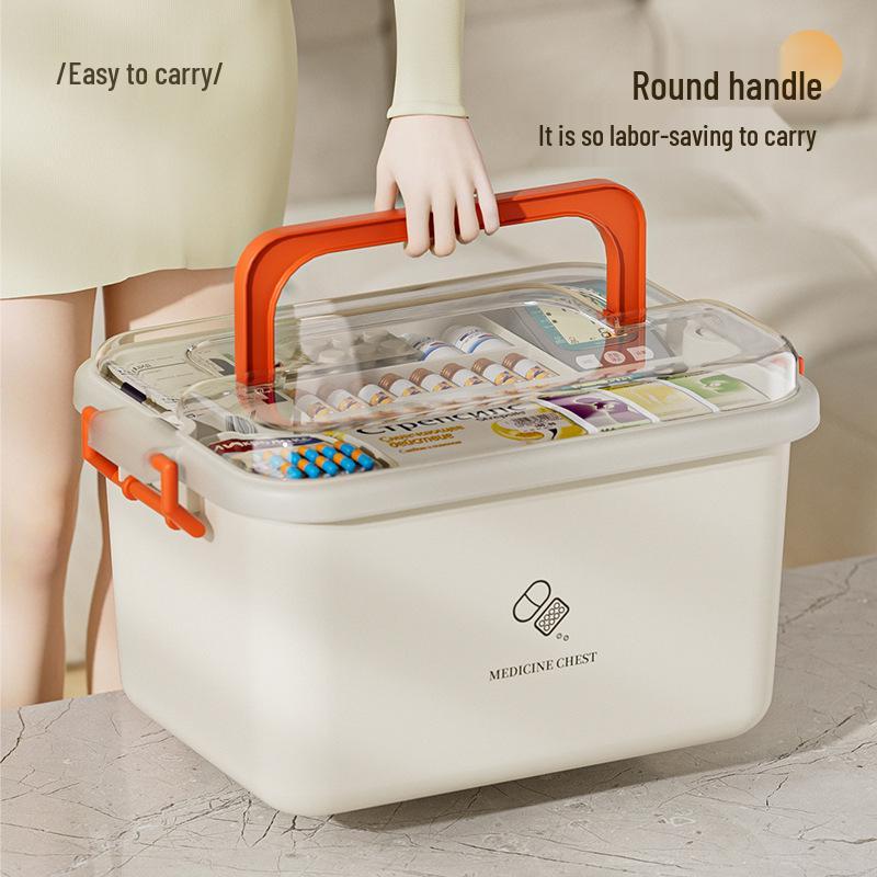 Multi-Layer Family Medicine Storage Box - Extra Large Capacity for Children's and First Aid Medicines
