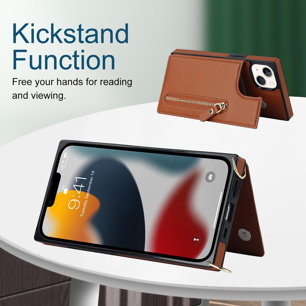 Crossbody Double Buckle Zipper for Apple iPhone17Pro Mobile Phone Leather Case Samsung S25 Card Holder Protective Case