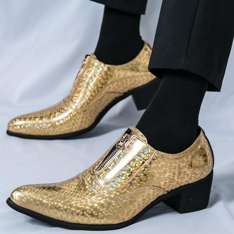 Fashion Fashion Men's Wedding Dress Patent Leather Shoes Male Gold Blue Black Prom Punk Rock Homecoming Oxfords Footwear Zapatos Hombre