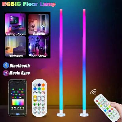 RGB LED Floor Lamp Remote & APP Control Music Sync Corner Lighting Modern Mood Lighting for Bedroom Living Room Gaming Decor