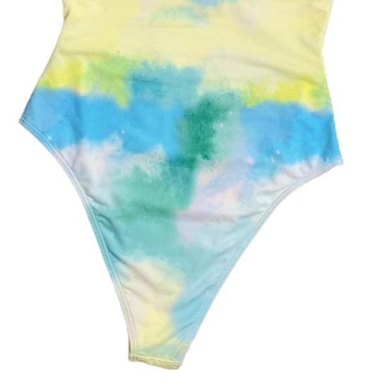 Women Bikini Tie Dye Hollow One-piece High Waist Slim Monokini Swimwear Beach
