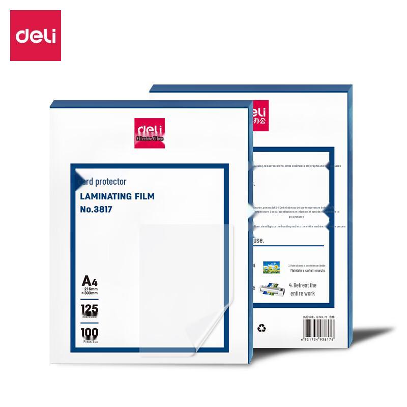 Deli 3817 A4 Laminating Film, 125mic