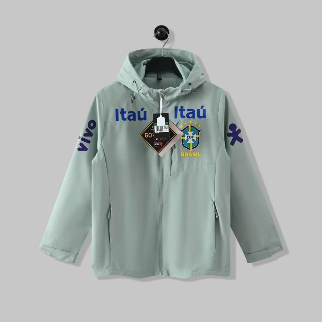 Windjacke Nationalmannschaft Brasilien: Unisex dünne, winddichte, wasserdichte Fußballjacke