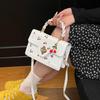 Women Cherry Square Bag PU Leather Sweet Cherry Crossbody Bag Adjustable Strap Sling Ladies Outdoor Small Handbags