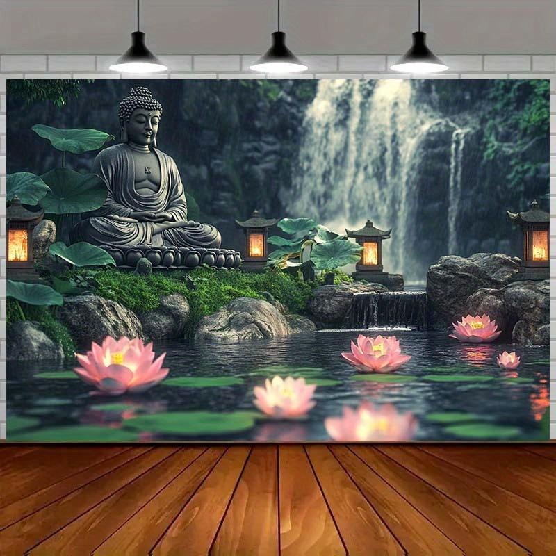 2D-Ebene Design 1 Stück - Elegante Buddha-Meditations-Kulisse friedlicher Zen-Garten Wanddekoration