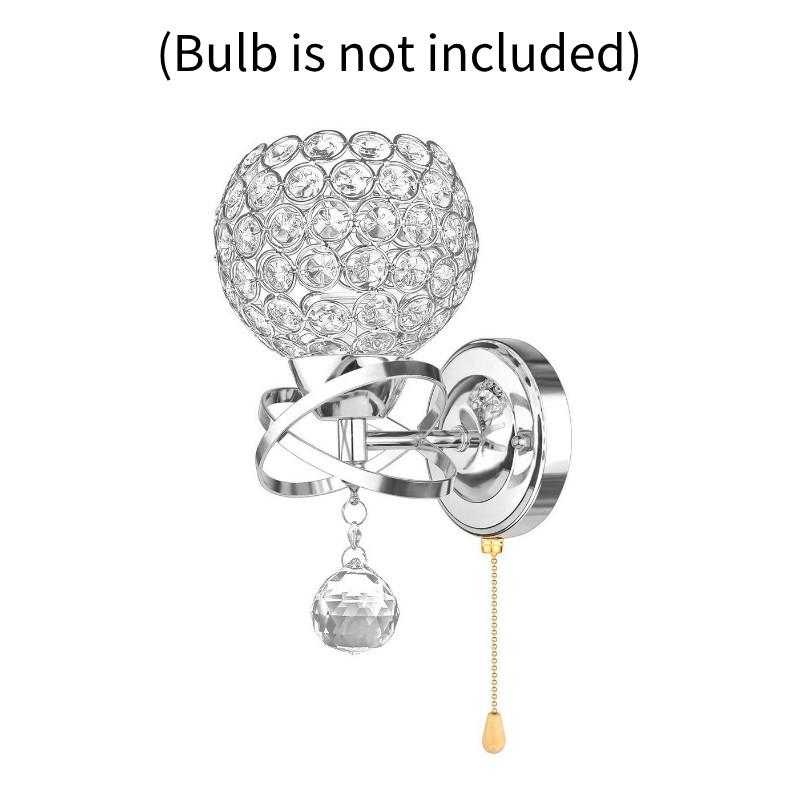 Crystal Wall Modern Light Holder Power Pull Switch Bedroom Hallway Lamp Wall