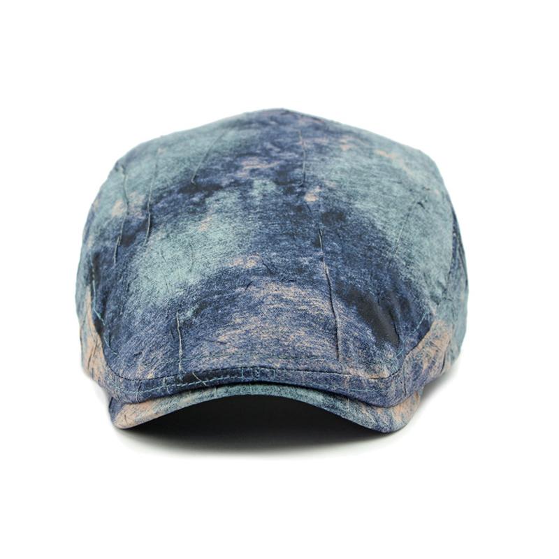 Spring Summer Tie-Dyed Starry Sky Color Cap Women British Retro Forward Cap Men Peaked Cap