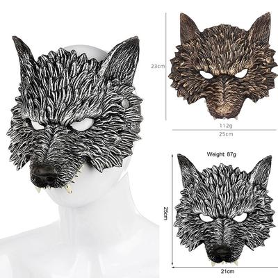 Máscara de Lobisomem Realista 3D Máscara de Cabeça de Lobo de Espuma PU Macia Máscara Animal Misteriosa de Cosplay de Halloween Adereço de Fantasia Decoração de Festa