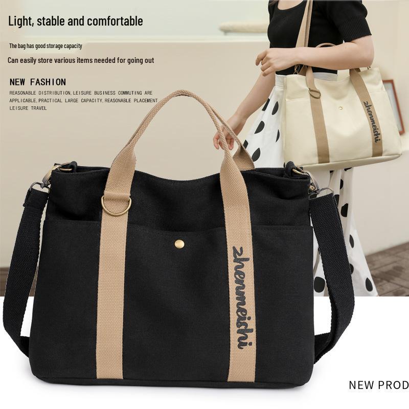 New Canvas Women's Tote: Simple, Trendy, Large-Capacity Crossbody Handbag