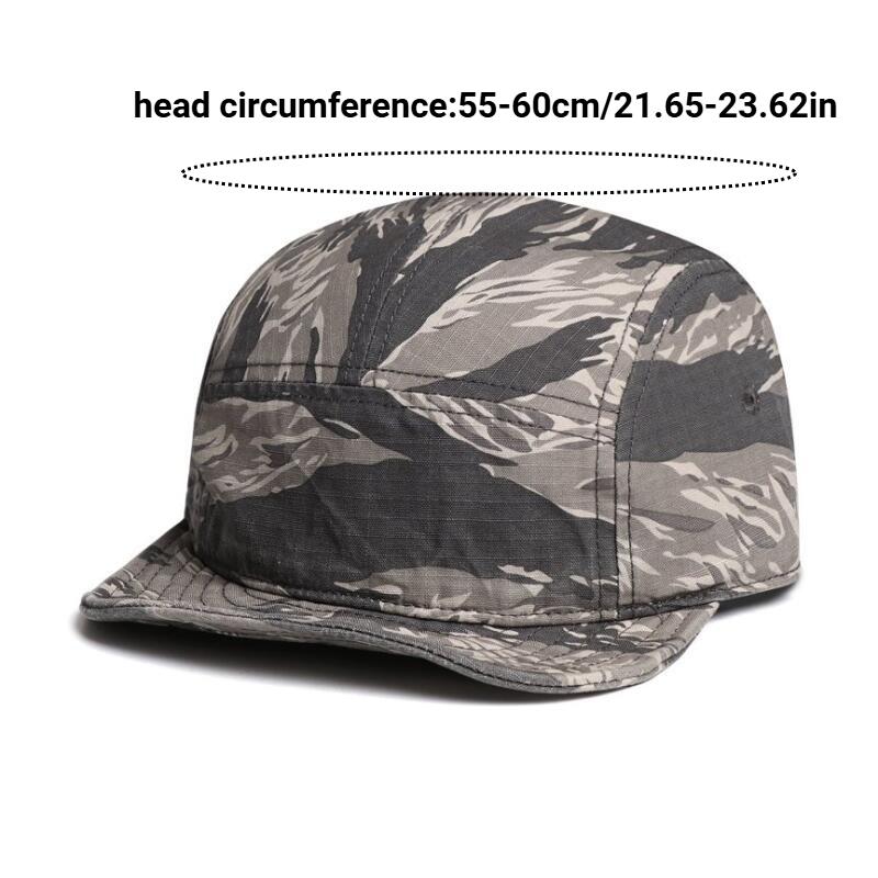 Berretto da Baseball a 5 Pannelli Vintage Colore Mimetico per Uomo Donna, Visiera Corta Rete di Cotone Liscia, Perfetto per Esterno Casual e Uso Quotidiano