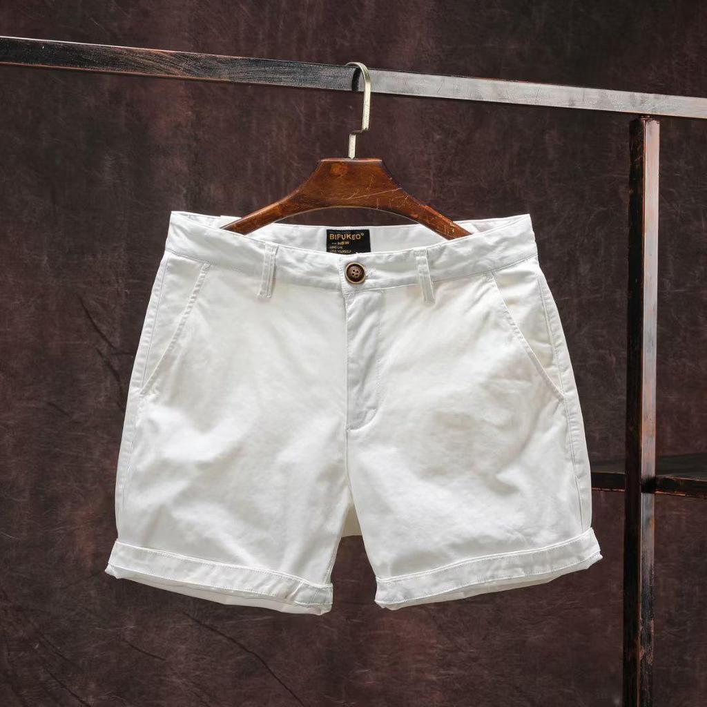 Men's Korean Style Casual Summer Wide-Leg Shorts with Unique Belt Design