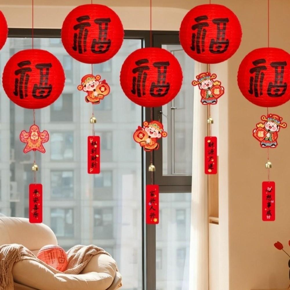 20cm Lucky Lantern Ornament 2026 Horse Year Fu Character Lanterns Pendant  Mid-Autumn Festival