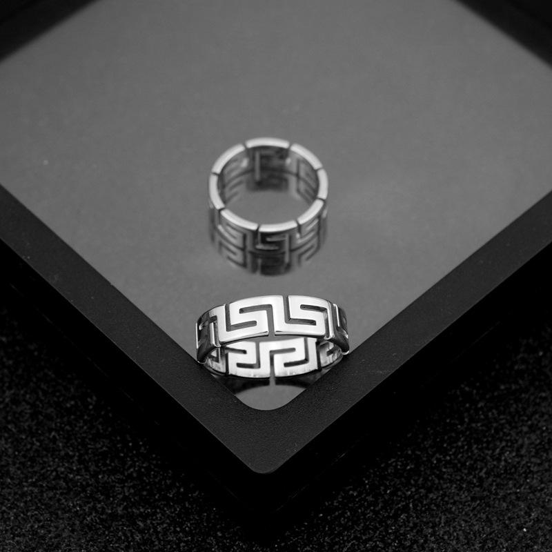 Stal nierdzewna Pierścionek Unisex Wzór Chmur Wielkiego Muru