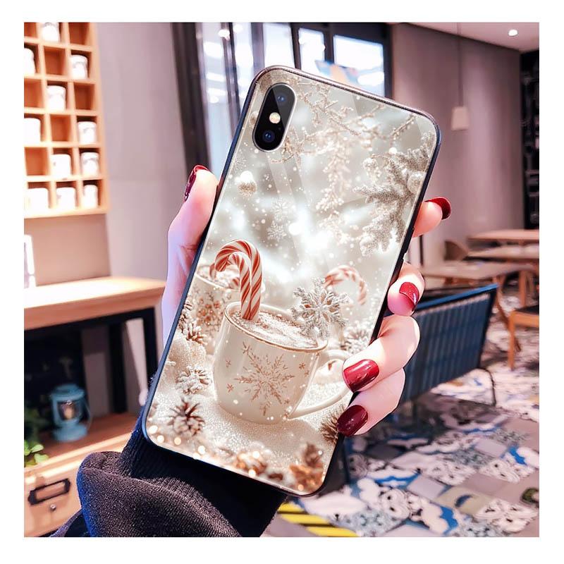 Glass Phone Case For iPhone 17 Pro Max Air 17 16 15 14 13 Pro Max 15 16 Pro 15Plus Christmas Tree Light