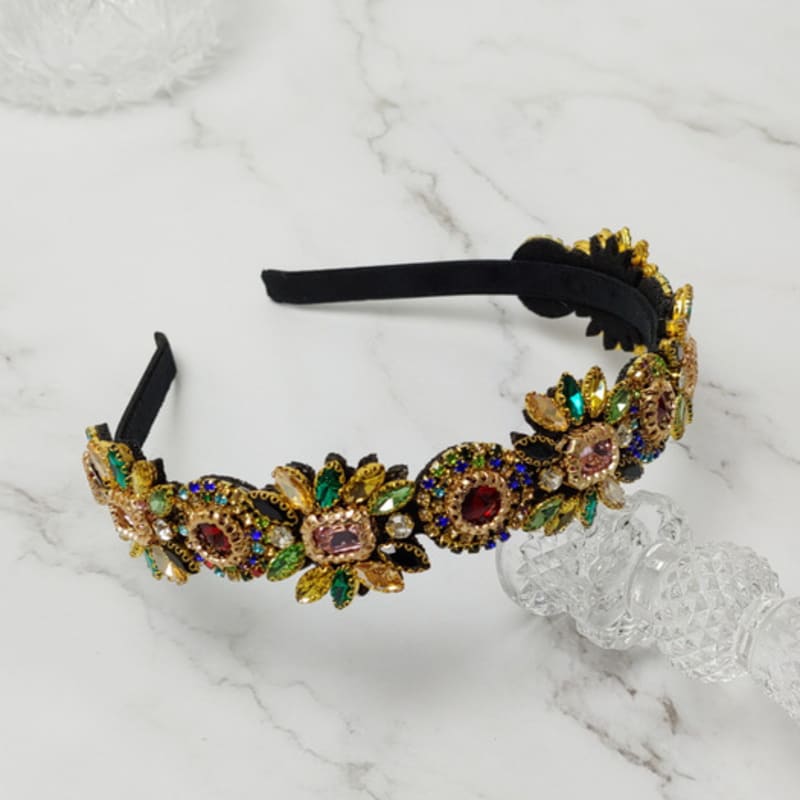 

LALA Повязка для волос с цветком из драгоценных камней - Черный ONE