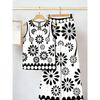 Plus Size Women's Summer Sleeveless Asymmetric Tank Top and Printed Pants Two Piece Set