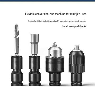 Electric Drill To Wrench Conversion Adapter: 1/2" Hex Socket, Multifunctional Telescopic Spring Sleeve.