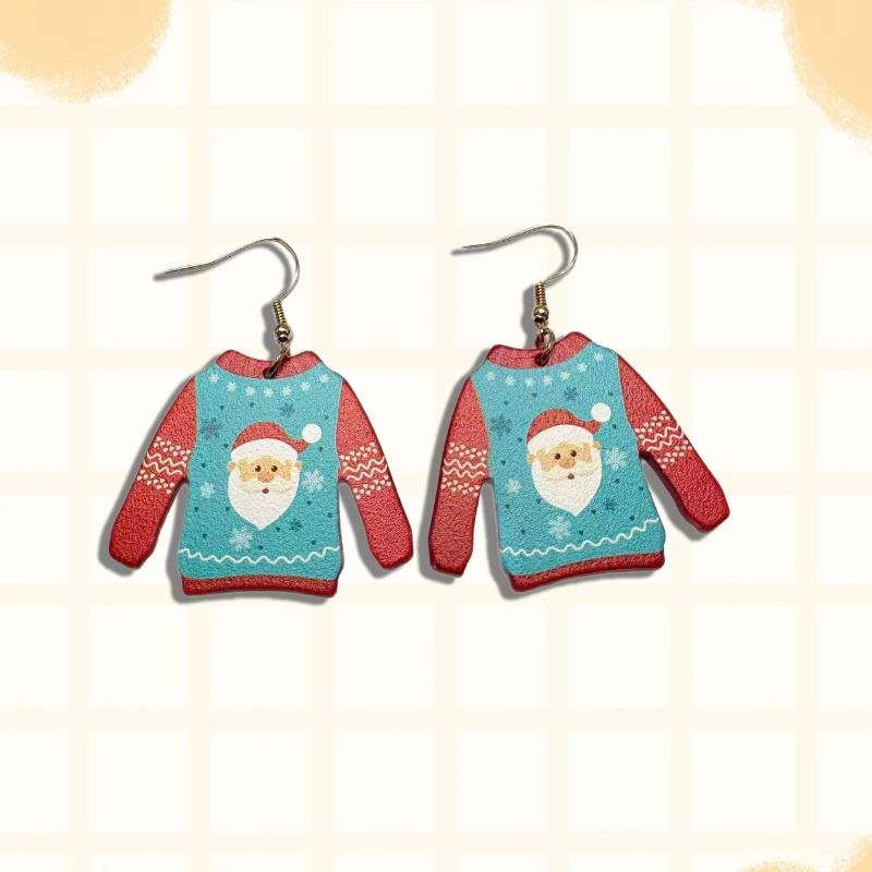 Fashion Personality Cartoon Cute Versatile Sweater Santa Claus Head Earrings Earrings Suitable for Ladies Celebration