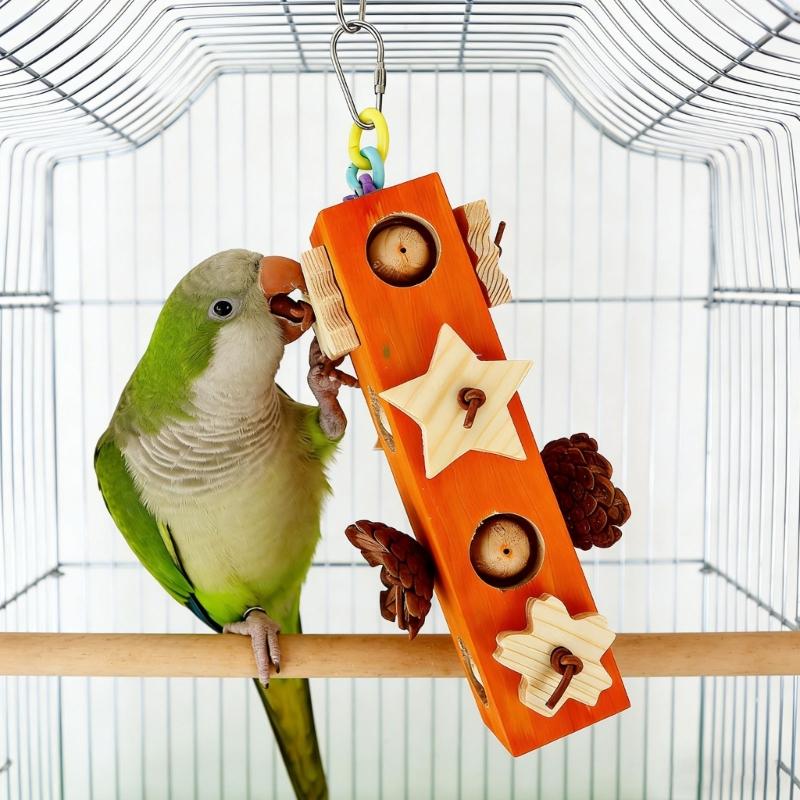 2PCS Wood Bird Chew Wooden Block Stick Toy For Pet Parrots Teeth Grinding And Stress Reduce Cage Entertainment Toy