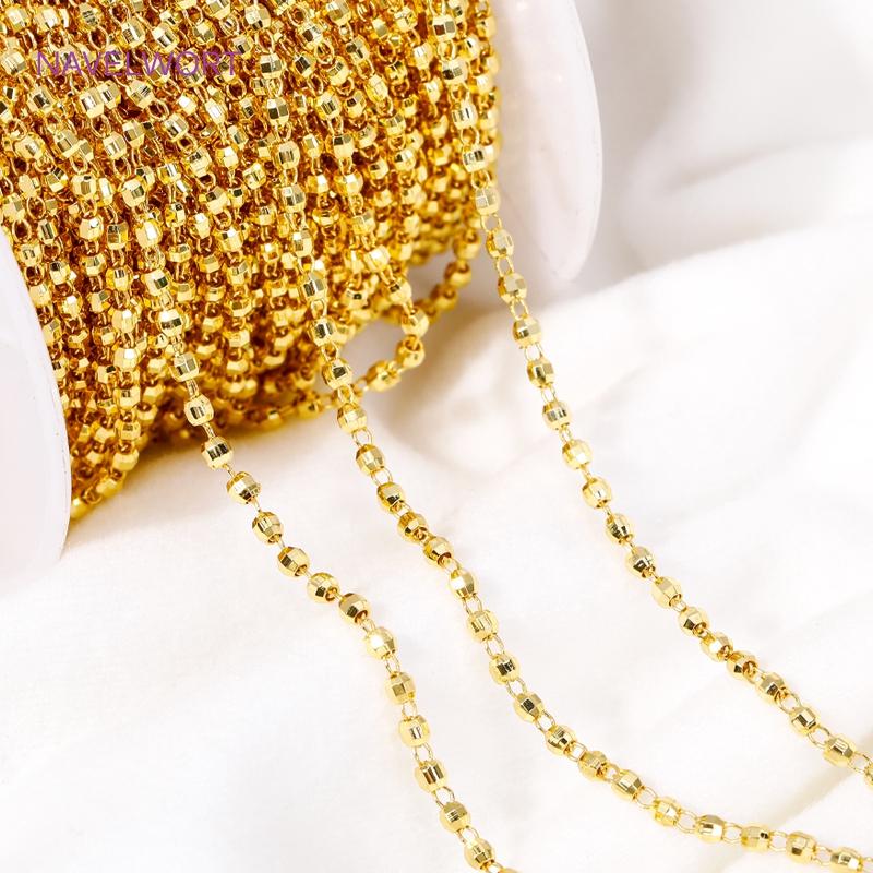DIY Jewelry Making Chains 18K Gold Plated Brass Beads Chain 2mm Ball Chain For Bracelet Necklace Making Accessories Wholesale