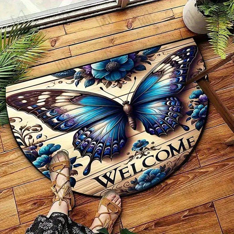 Schmetterling Halbkreis Willkommen Fußmatte Rutschfester Eingangsteppich Küchen Schlafzimmer Fußmatte Heimdekoration