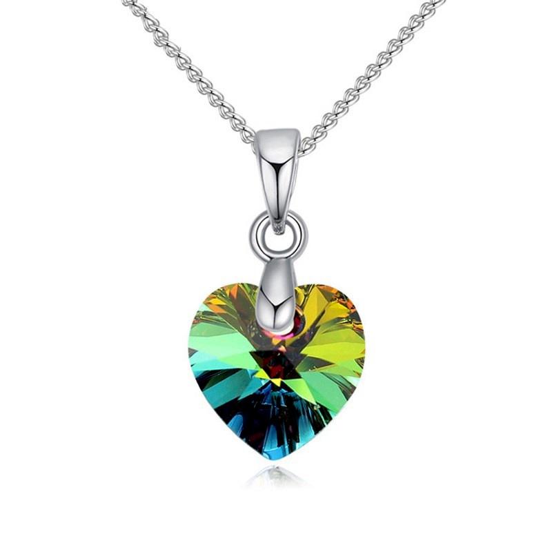 Heart Necklaces Pendant Crystals for Women Girls Gift Silver Chain Girl Jewelry