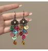 Silver Geometric Seashell Tassel Stud Earrings – Beach Vacation Style for Women