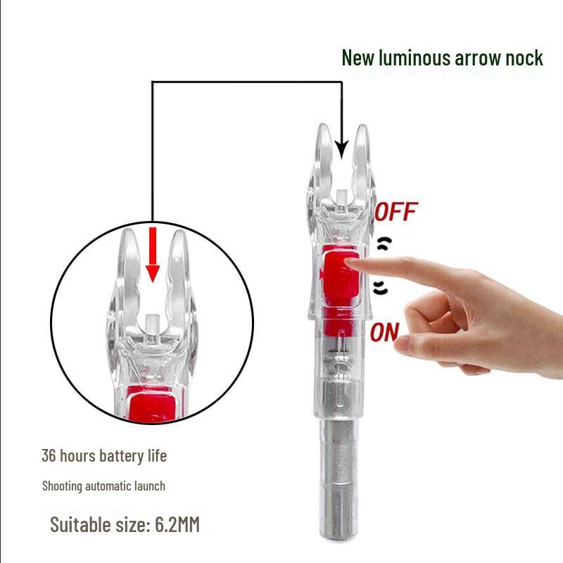 Auto-Light LED Nock for 6.2mm Carbon Arrows with Switch